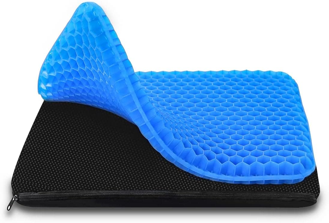 ABCDEF Gel Seat Cushion, Double-Layer Breathable Honeycomb Design Pressure Relief Sitting Cushion for Home Office Desk Chair Car Wheelchair (Large)
