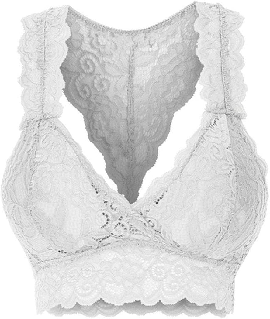 humany Women Lace Bra Sexy Strappy Soft Bustier Lingerie Stretchy Floral Lace Hollow Out Bralette Bra