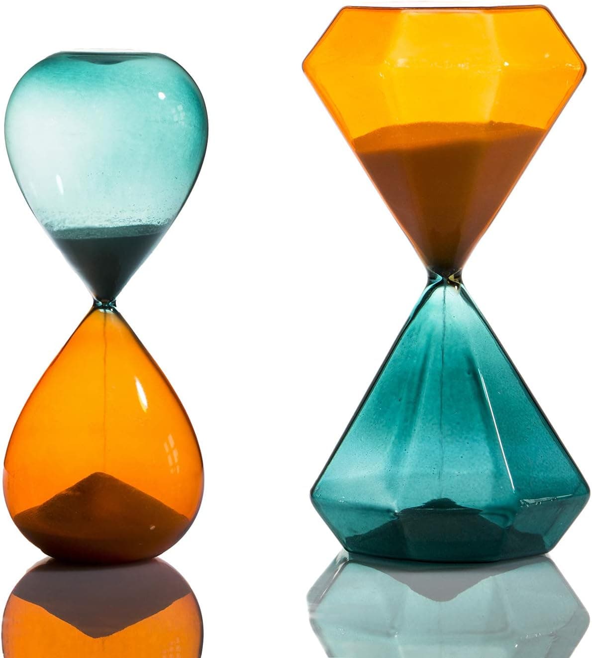 Set of 2 Diamond Sand Timer Clock Hourglass 5 & 15 Minute for Living Dining Room Table, Kitchen, Bookshelf, Coffee Table Home Decor Office Desk Decorative Time Management Tool, Gift for Women