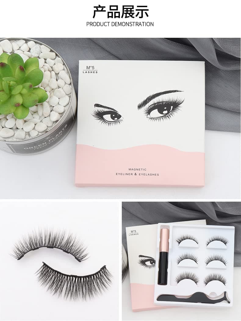 MLEN DIARY Magnetic Eyelashes,3Pairs Magnetic Eyelashes With Eyeliner,1 Tubes Of Magnetic Eyeliner Kit, Reusable Magnetic Eyelash Kit, Magnetic Liner, Eyelash Applicator Tool, No Glue, c Curly