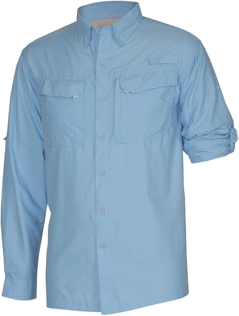 HABIT Ts1162 Long Sleeve Men's River Guide Shirt, Powder Blue, 2X