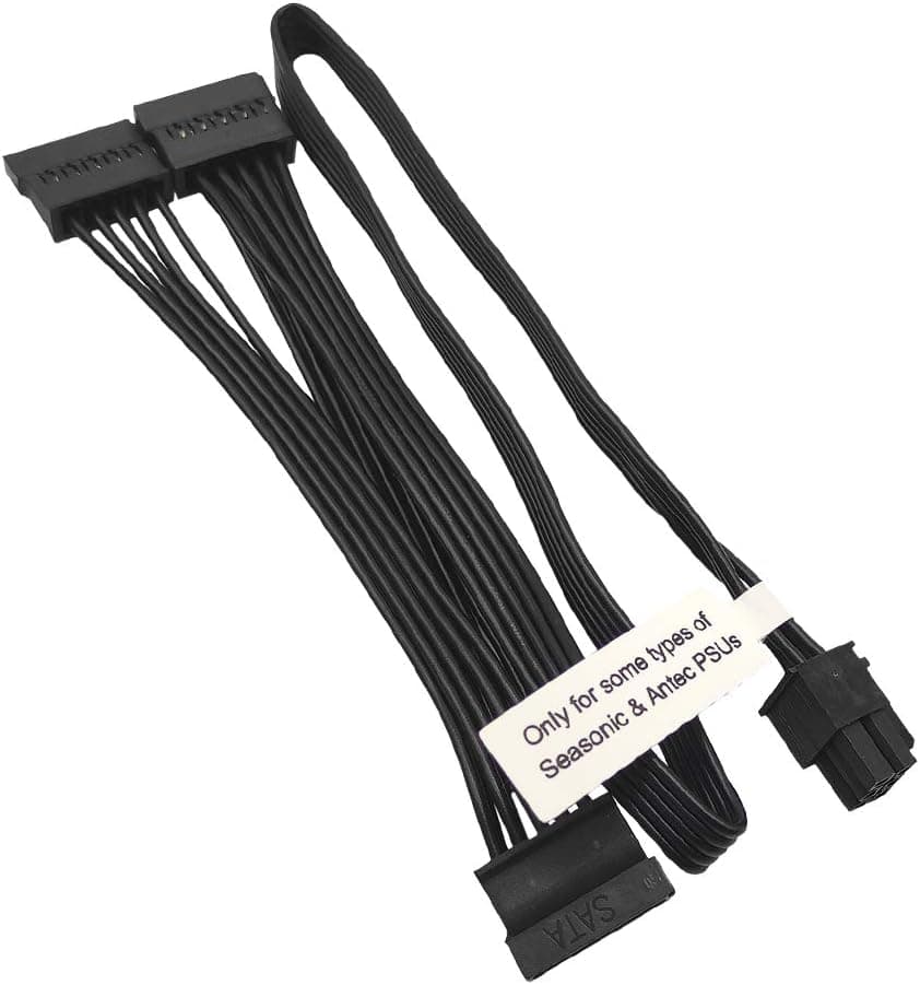 COMeap 6 Pin Male to 3X 15 Pin SATA Female Hard Drive Power Adapter Cable for Seasonic Antec Modular Power Supply 20-in(50cm)