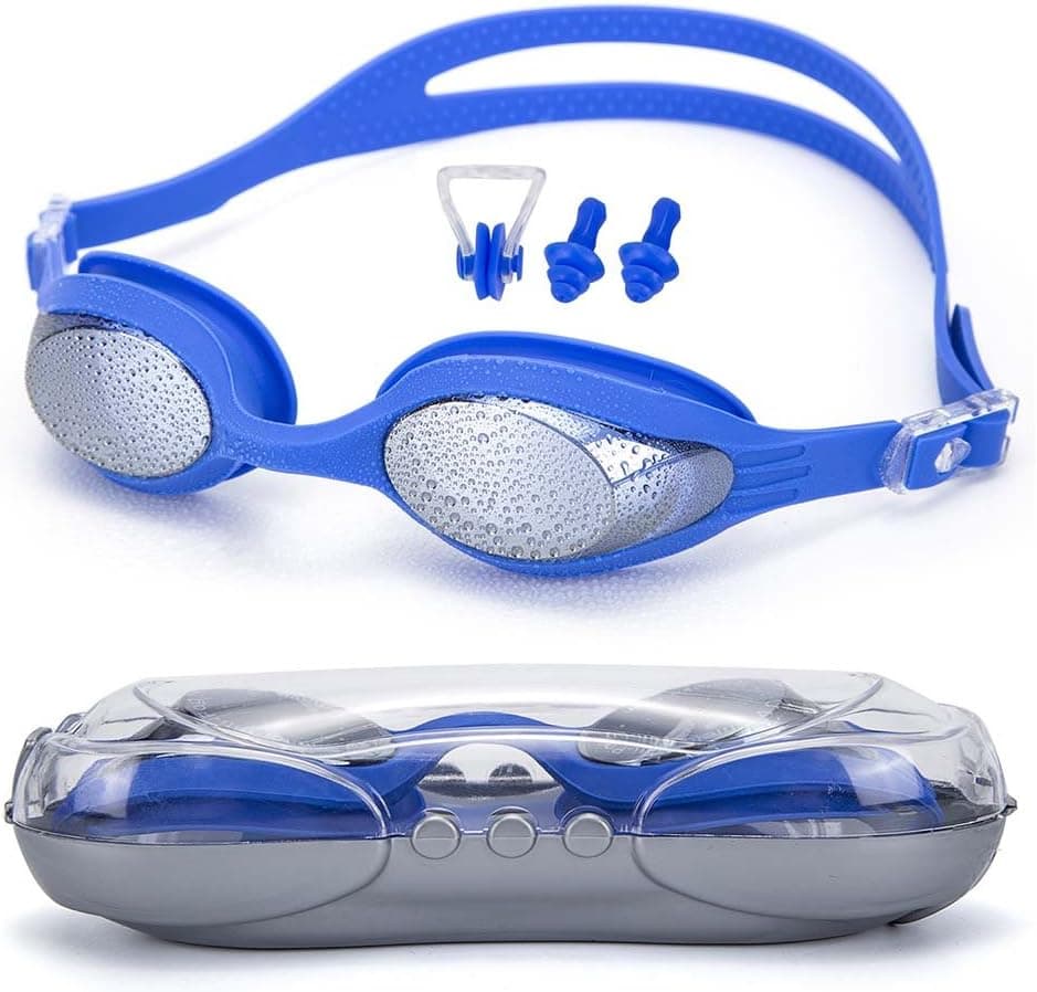 MAIMAI Swimming Goggles, Triathlon Swim Goggles, Anti-Fog Anti-UV,Sealed Waterproof Goggles Protection Equipment + Nose Clip + Earplugs