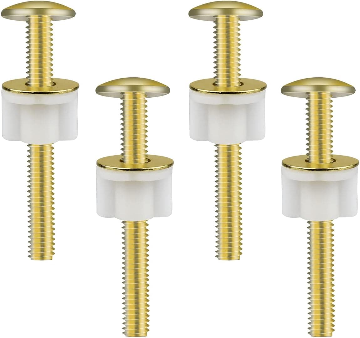 Universal Toilet Seat Hinge Bolts Screws Set Heavy Duty Toilet Seat Fastener with Plastic Nuts and Metal Washers for Top Mount Toilet Seat Hinges Replacement Parts (4 Pcs)