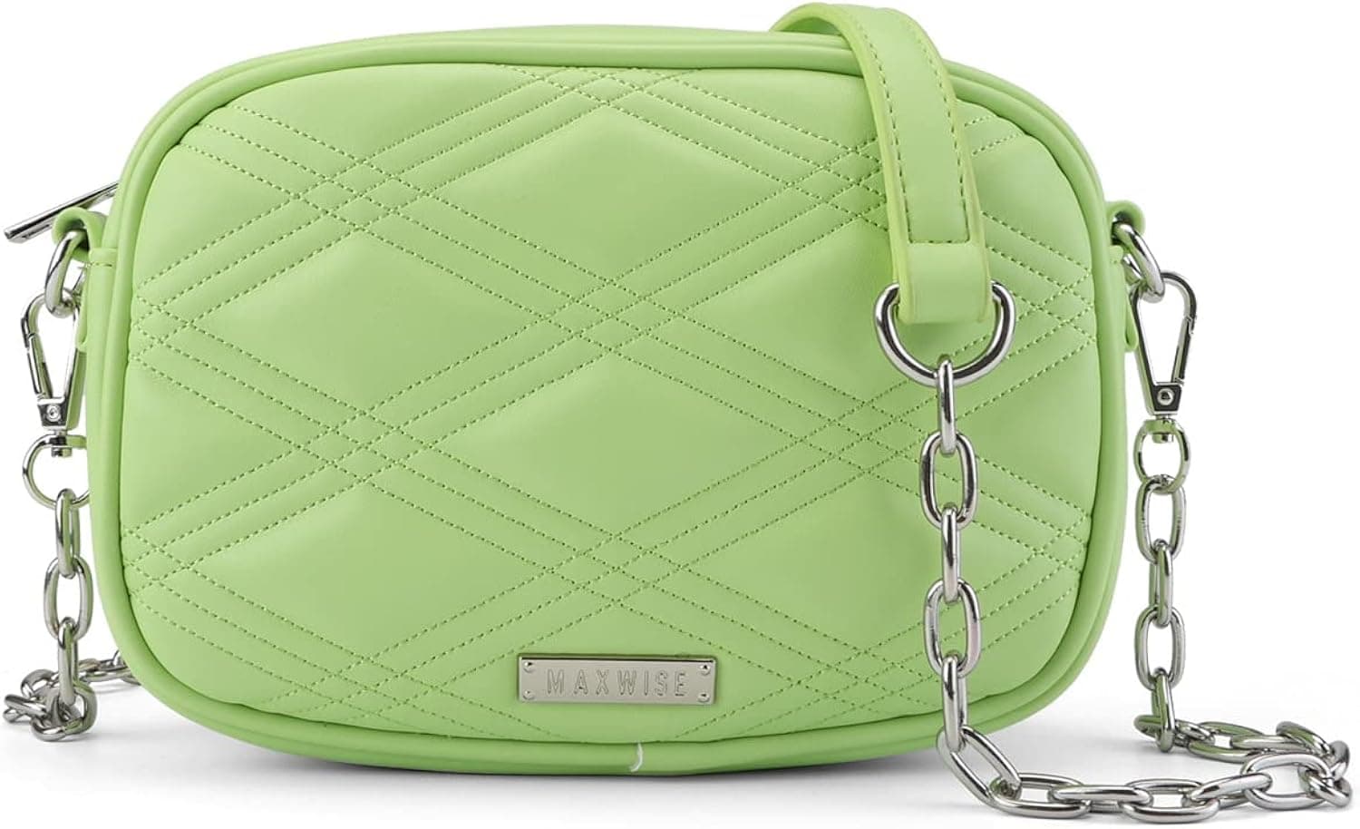 MAXWISE Quilted Crossbody Bags Crossbody Purse Small Crossbody Shoulder Bag with Chain Strap Side Purse for Women