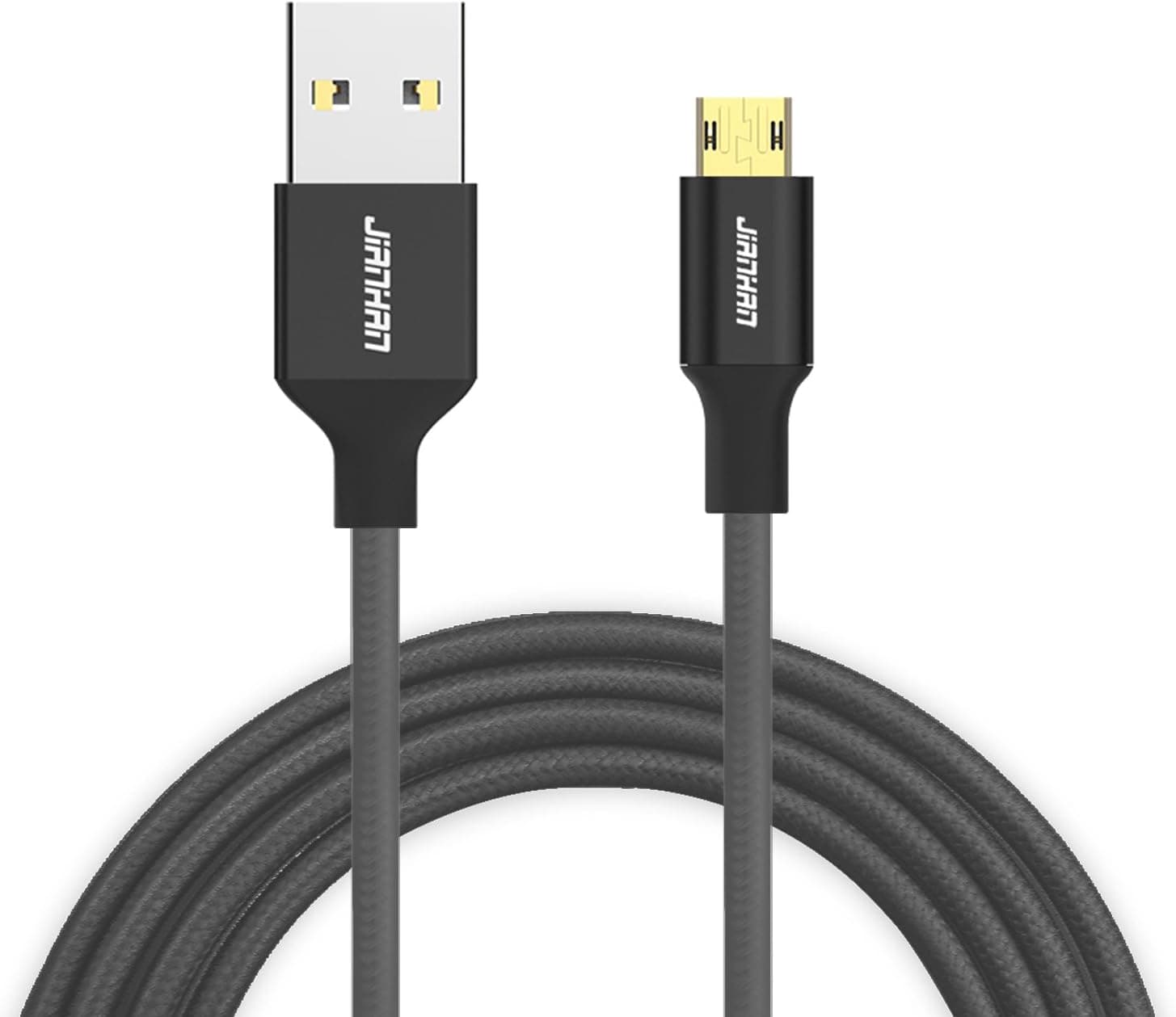 Reversible Micro USB Cable,JianHan Braided Double Plugable Charger Cable Fast Charging Cord Wire for Samsung Galaxy S6 Edge, Note 5 Edge, HTC M9, Xperia Z3 Z2, Moto X Android Phone (5ft Black)