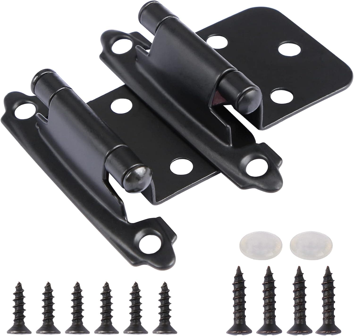 KIW 10 Pair/20 Pack Kitchen Cabinet Hinges Black Matte Self-Closing Cabinet Hinges 1/2 Overlay Matte Kitchen Cabinet Cupboard Hinges For Doors Variable Furniture Face Frame Flush Mount Hinges Hardware