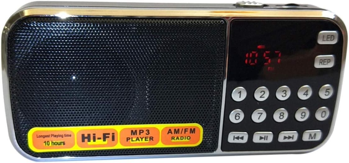 Cusstally L-088AM Dual Band Rechargeable Portable Mini Pocket Digital Auto AM FM Radio Receiver with MP3 Music Audio Player Speaker