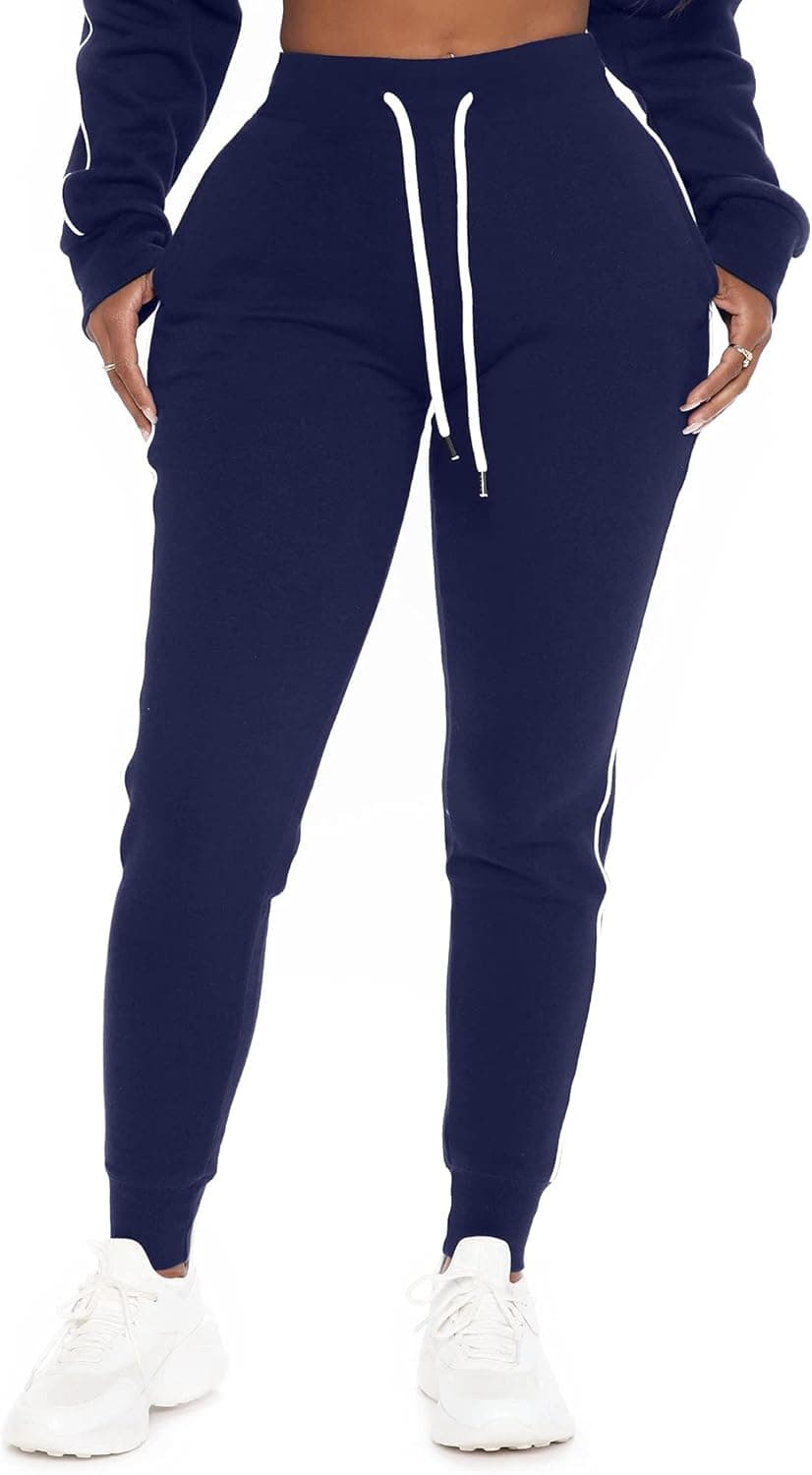 POSESHE Women L-5X Plus Size High Waisted Sweatpants Drawstring Jogger Pants Tapered Athletic Workout Yoga Lounge Pants