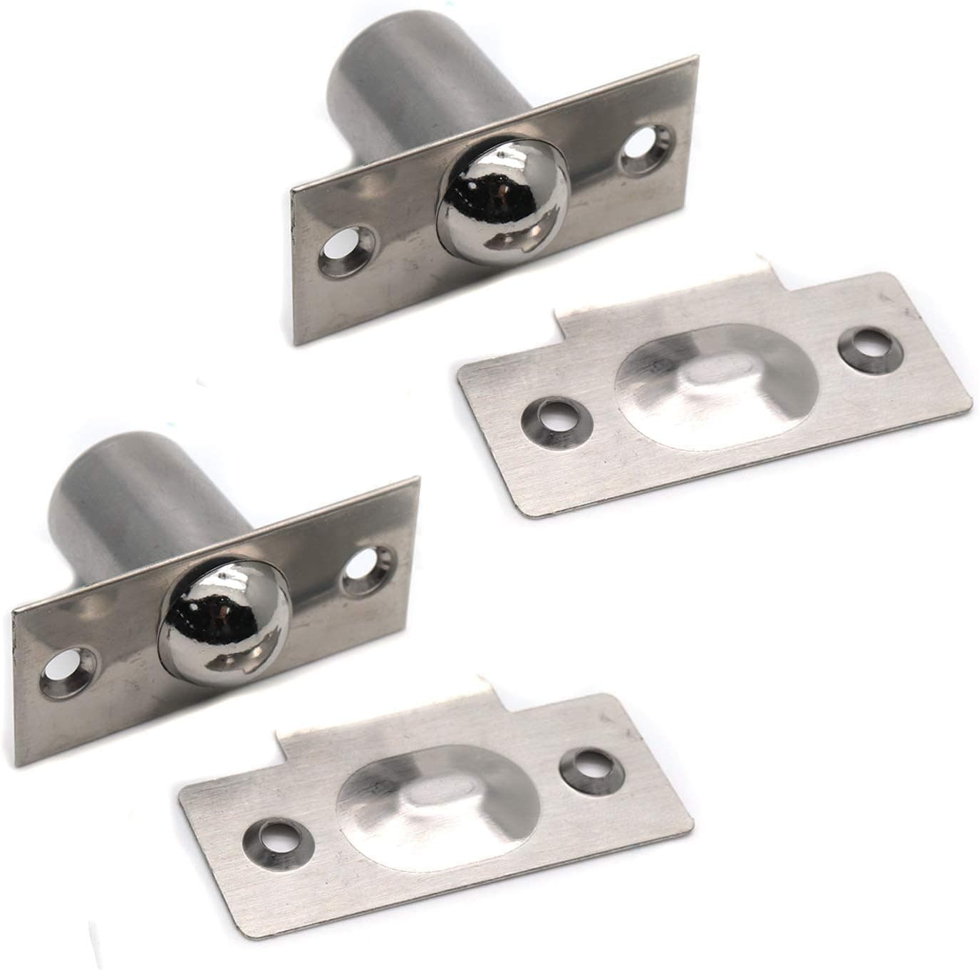 Rannb 2 Pairs Stainless Steel Cabinet Closet Door Ball Catch Latch with Strike Plate & Screws