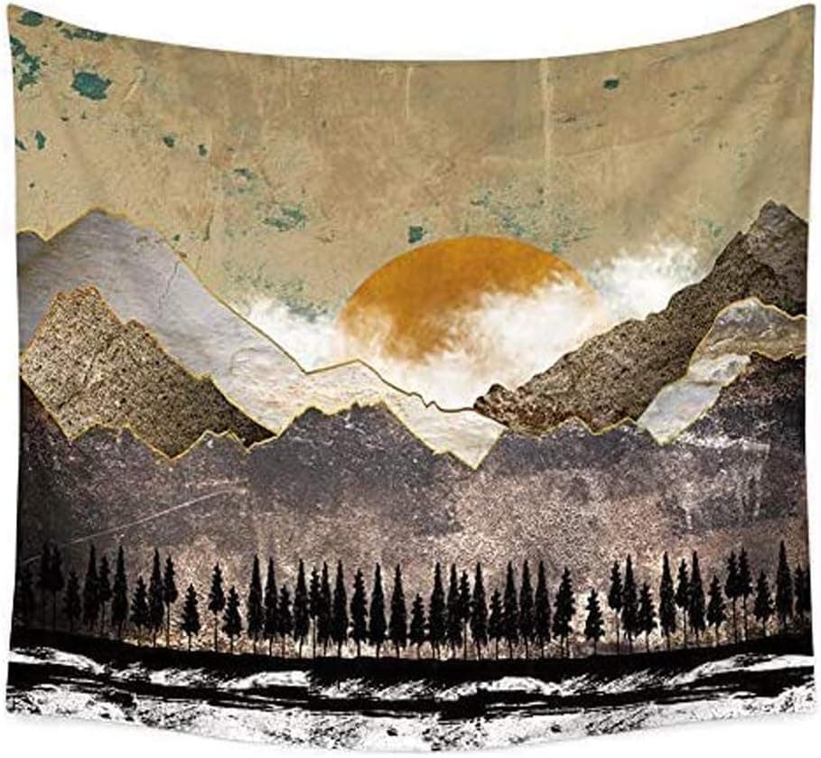 GZDDG Sunset Wall Tapestry, Psychedelic Mountain Forest Tapestry, Mountain Wall Hanging Psychedelic Nature Landscape Tapestry Home Decoration for Bedroom Living Room Hotel Apartment (59 x 78 Inch)