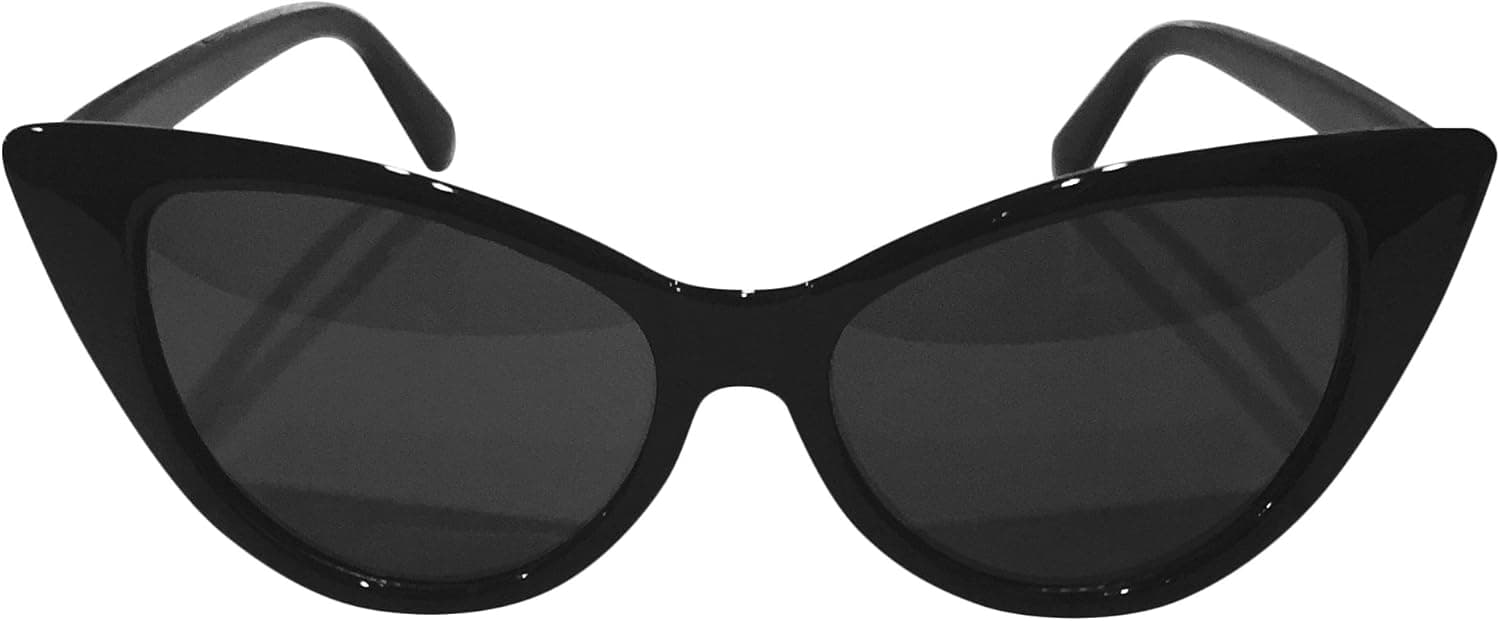 Best Black Cat Eye Sunglasses - 400 UV Protection - Cat Eye Glasses Vintage - Retro Sunglasses in Cat Eyes Style Frames - Adult Size in Black for Women - Throwback Style & 50's Costumes