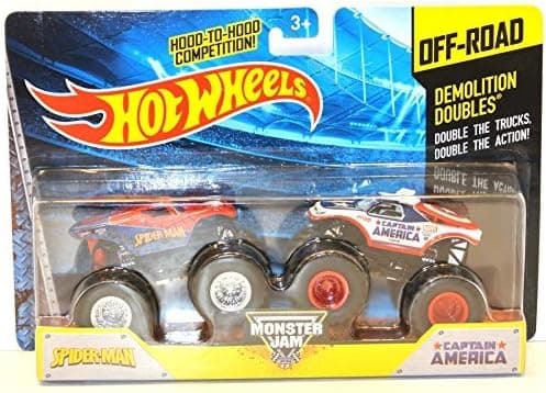 2014 Hot Wheels Off-Road Monster Jam Demolition Doubles SpiderMan & Captain America