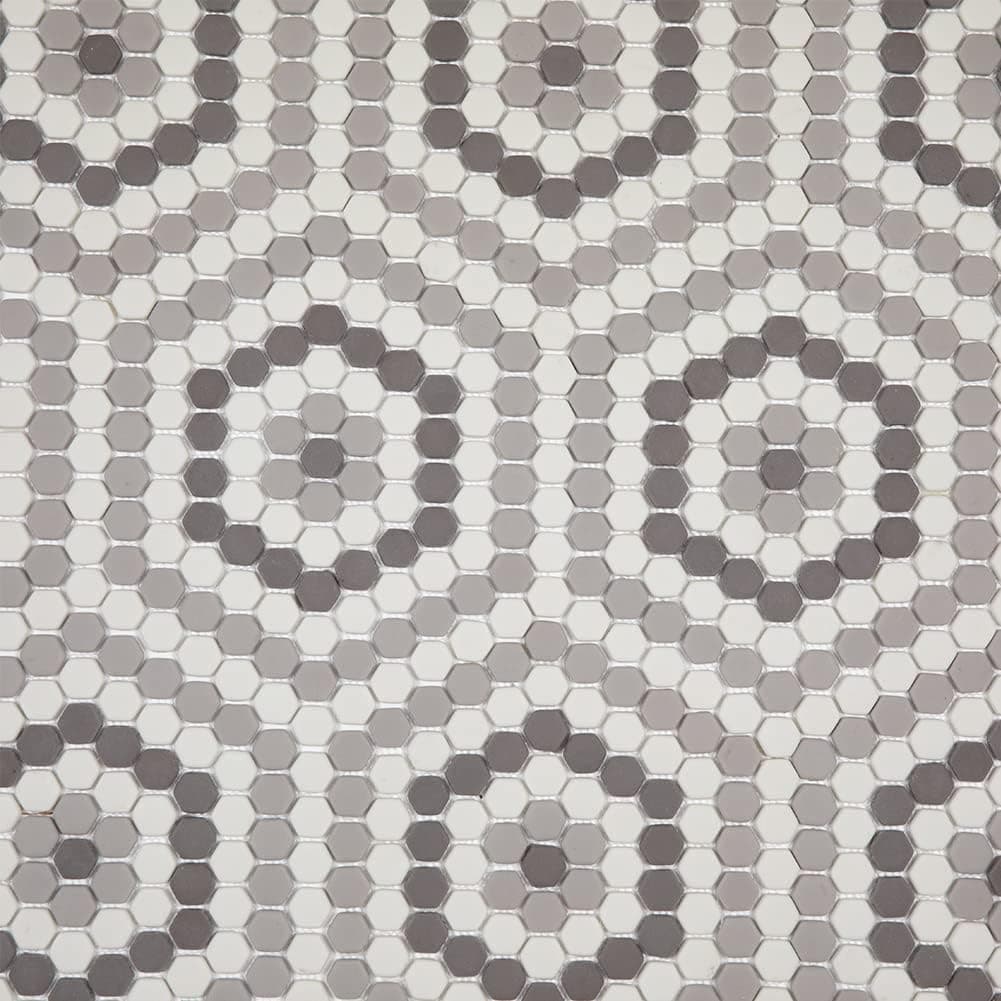 Soulscrafts 1 Inch Hexagon Glass Mosaic Tile for Kitchen Backsplash Bathroom Floor & Wall Tile (White & Grey Mixed, 10 Sheets/Box)