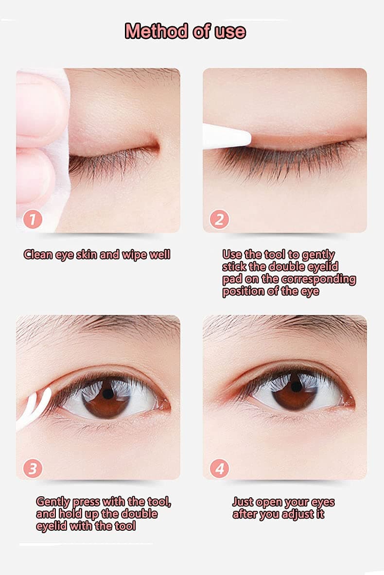 1200pcs by a Box Makeup Breathable Eyelid Tape Big Eye Decoration Invisible Double Fold Eyelid Shadow Sticker Double Eyelid Tape Tool (with 2 Fork rods)
