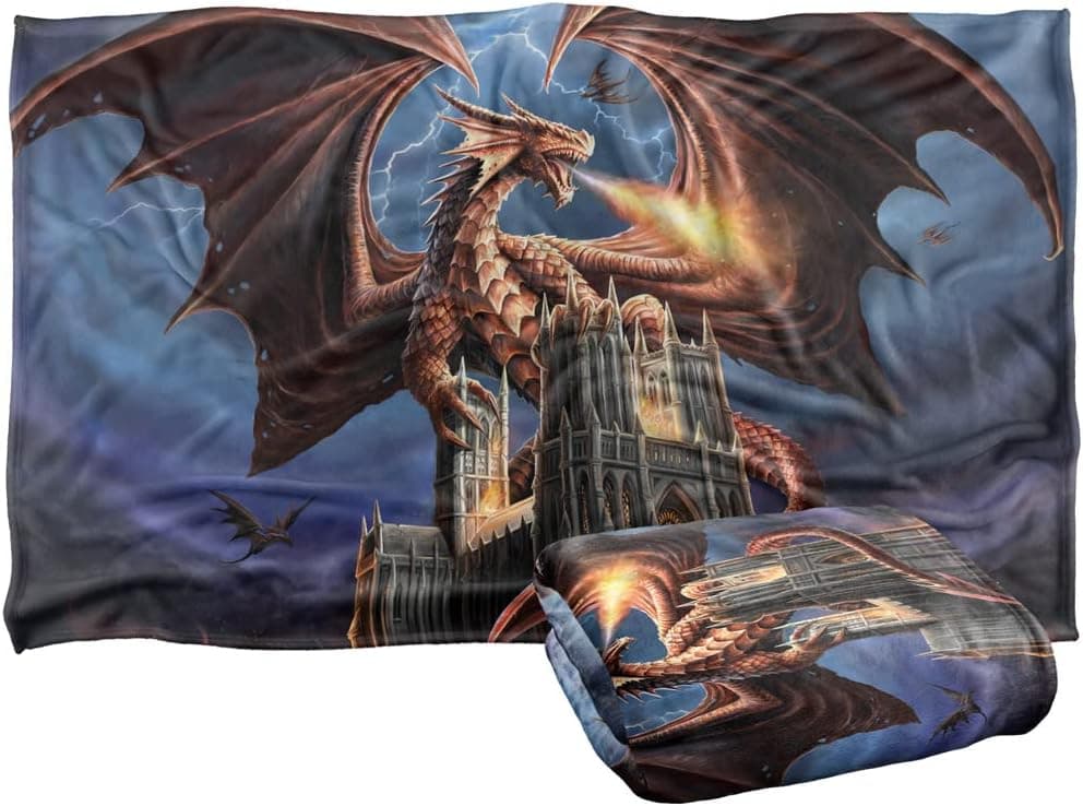 Trevco Anne Stokes Dragons Fury Silky Touch Super Soft Throw Blanket 36" x 58"