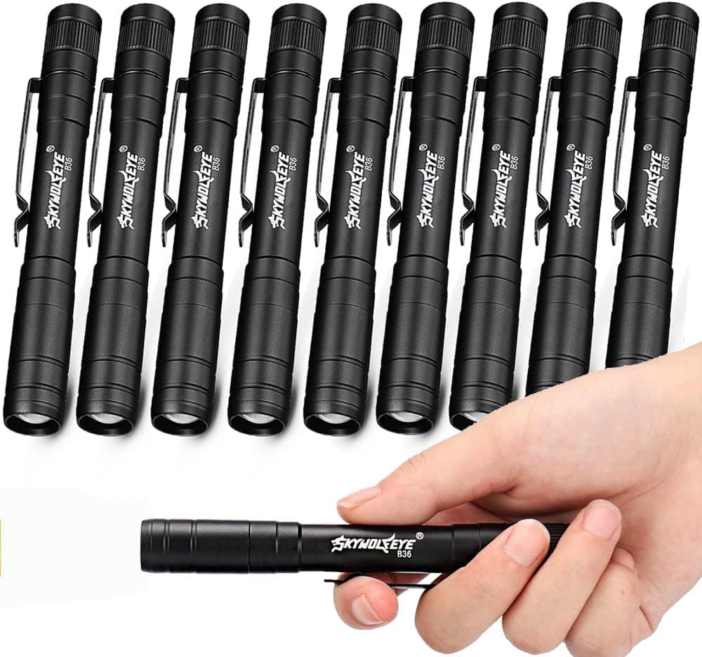 Cussity Medical LED Penlight Flashlight,10 Pcs Mini Pen Light with Clip for Nurse Doctor