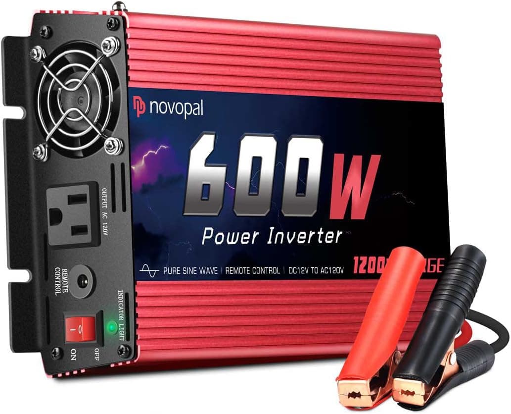 Novopal 600 Watt Pure SINE Wave Power Inverter DC 12v to AC 120v with Remote Control
