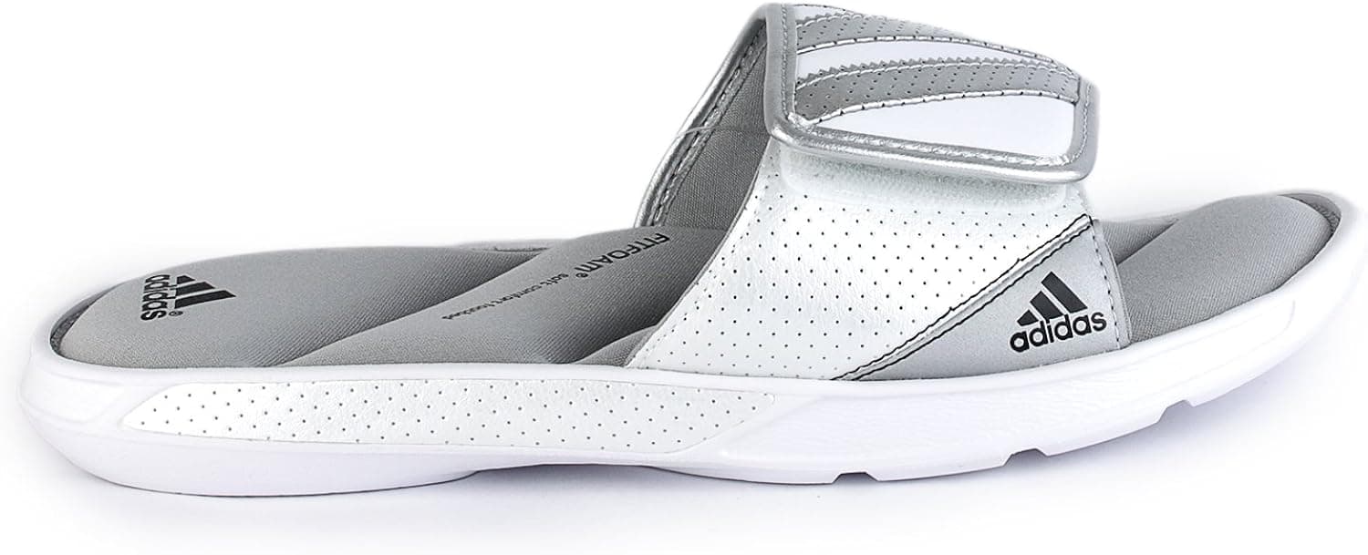 adidas New Men's Centerbreak FF Slides White/Silver 10