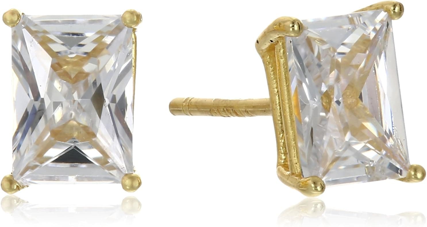 Amazon Collection Emerald Cut Cubic Zirconia Stud Earrings (1.8 cttw)