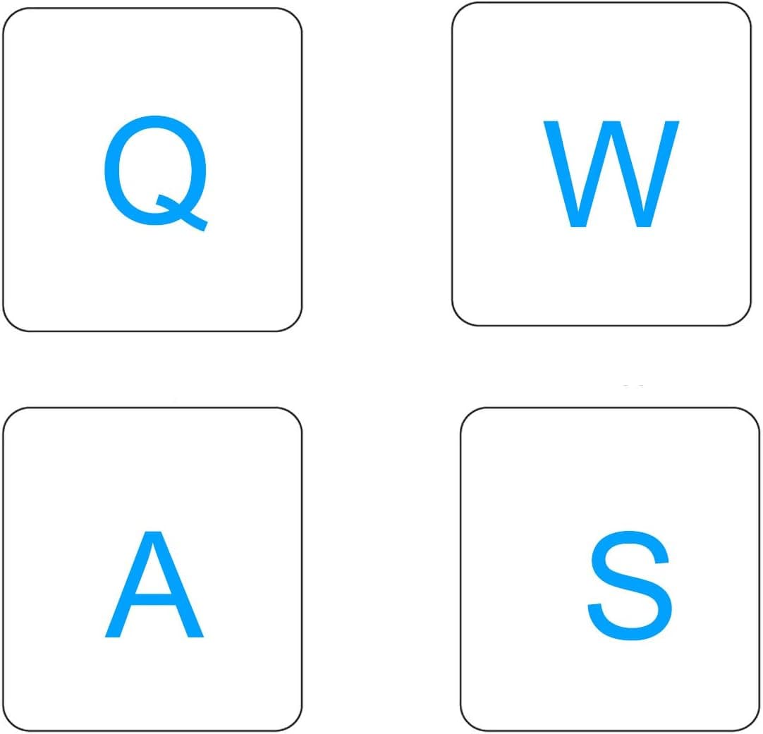 2 Pack Universal English Keyboard Stickers Transparent Background, Transparent Background with Blue Lettering for Computer Laptop Notebook Desktop, Replacement Computer Keyboard Stickers (English)