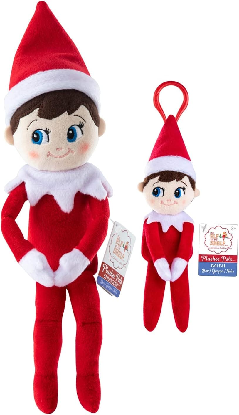 The Elf on the Shelf Matching Take Along Bundle: Plushee Pals 12" Snuggler Boy and 4" Clip On Plush