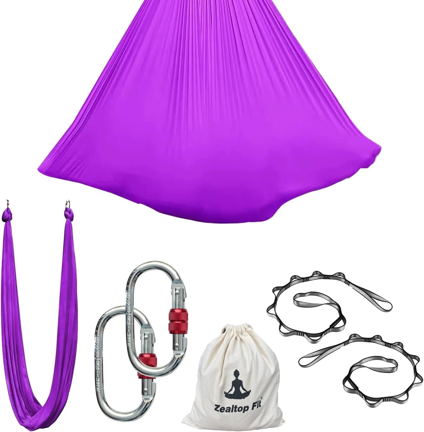 Active Silk Aerial Yoga Hammock 5.5 Yards Premium Aerial Silk Fabric Yoga Swing for Antigravity Yoga Inversion Include Daisy Chain Carabiner and Pose Guide