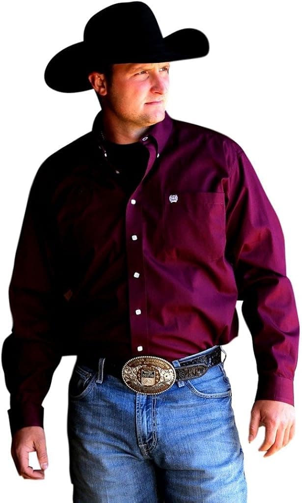 Cinch Men's Classic Fit Long Sleeve Button One Open Pocket Solid Basic