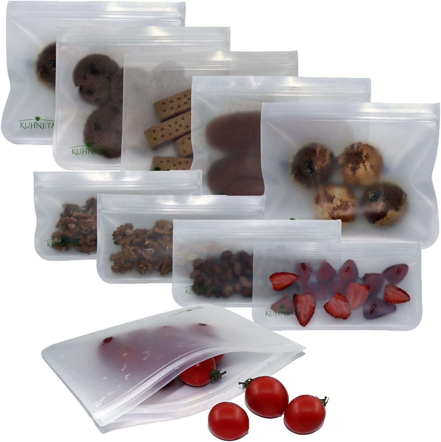 Reusable Sandwich Bags - Reusable Food Storage Bags - Reusable Storage Bags - Extra Thick Leakproof - BPA-Free - Transparent 6 Sandwich Bags 4 Snack Bags
