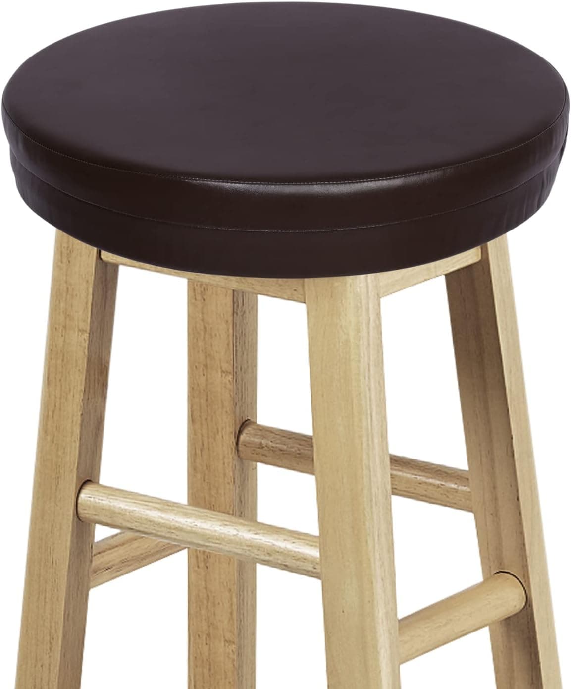 Shinnwa Bar Stool Covers Round Seat Cushions with Elastic Waterproof Leather Cover and Non Slip Bottom for Barstool Foam Padded Cushion 12 Inch Brown