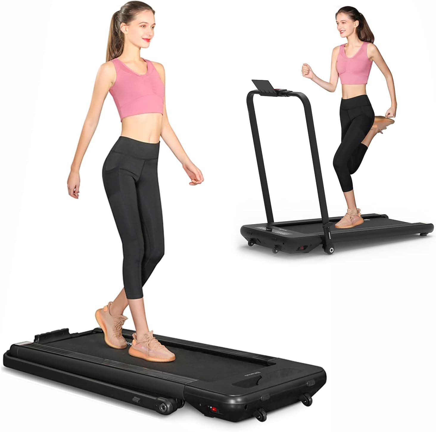 BiFanuo 2 in 1 Folding Treadmill, Under Desk Smart Walking Running Machine, Installation-Free,Compact FoldableTreadmill for Home/Office Gym Cardio Fitness