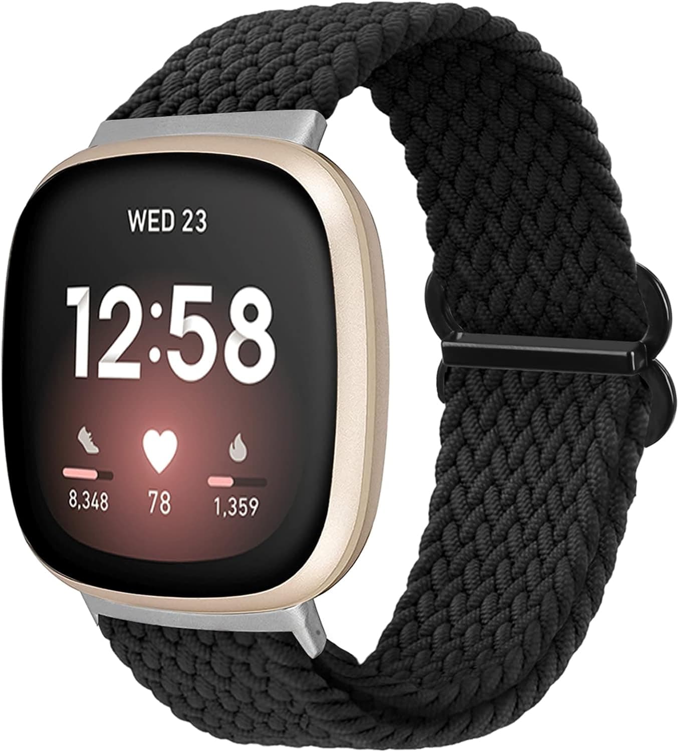 Vozehui Braided Solo Loop band Compatible with Fitbit Versa 3/Fitbit Sense,Breathable Elastic Soft Nylon Adjustable Sport band Replacement Band for Fitbit Versa 3/Old Version Fitbit Sense Women Men