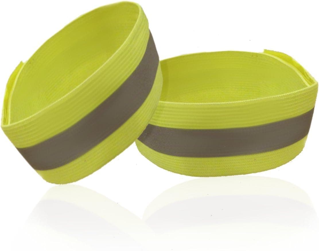 Reflective Bands for Wrist / Ankle - Safety Reflector Straps, High Visibility over 700 ft - Night Safety for Walking, Running, Jogging, Cycling, or Hiking- Fits over Clothing, Jacket, or Pants- 2 Pack