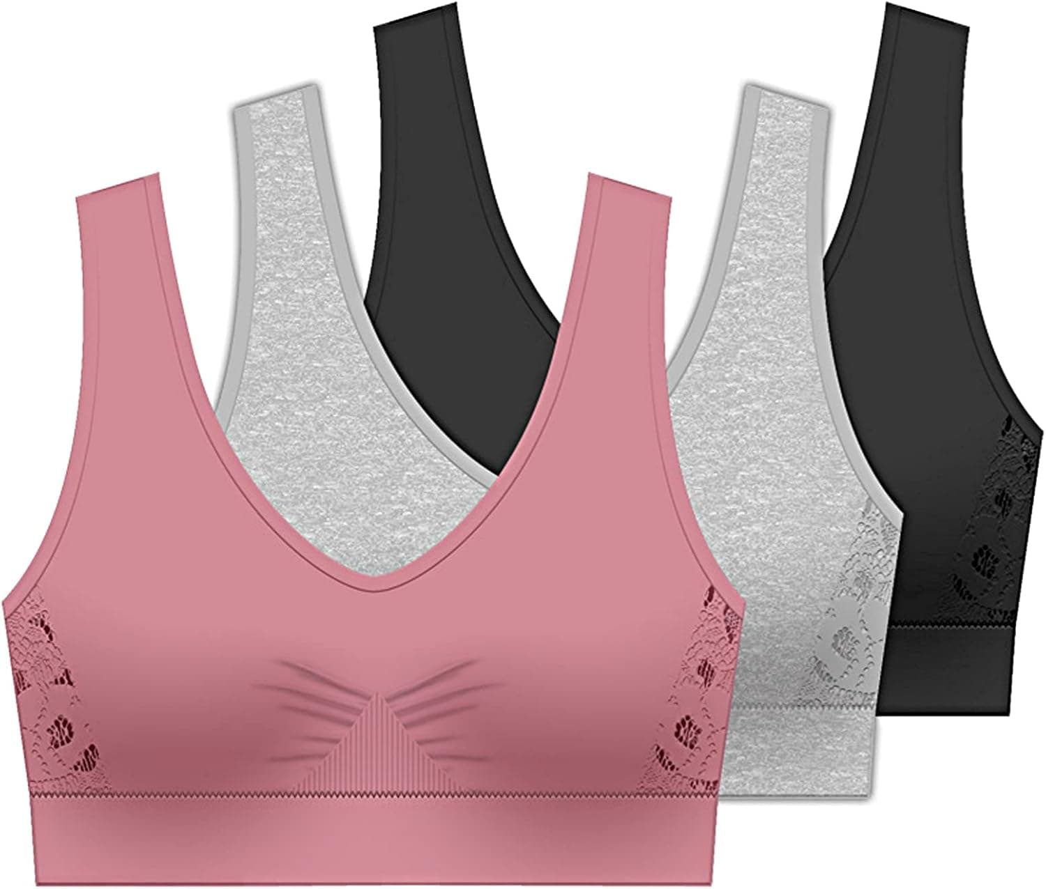 Delta Burke Seamless Padded Comfort Bra w/Removable Pads-3-Pack