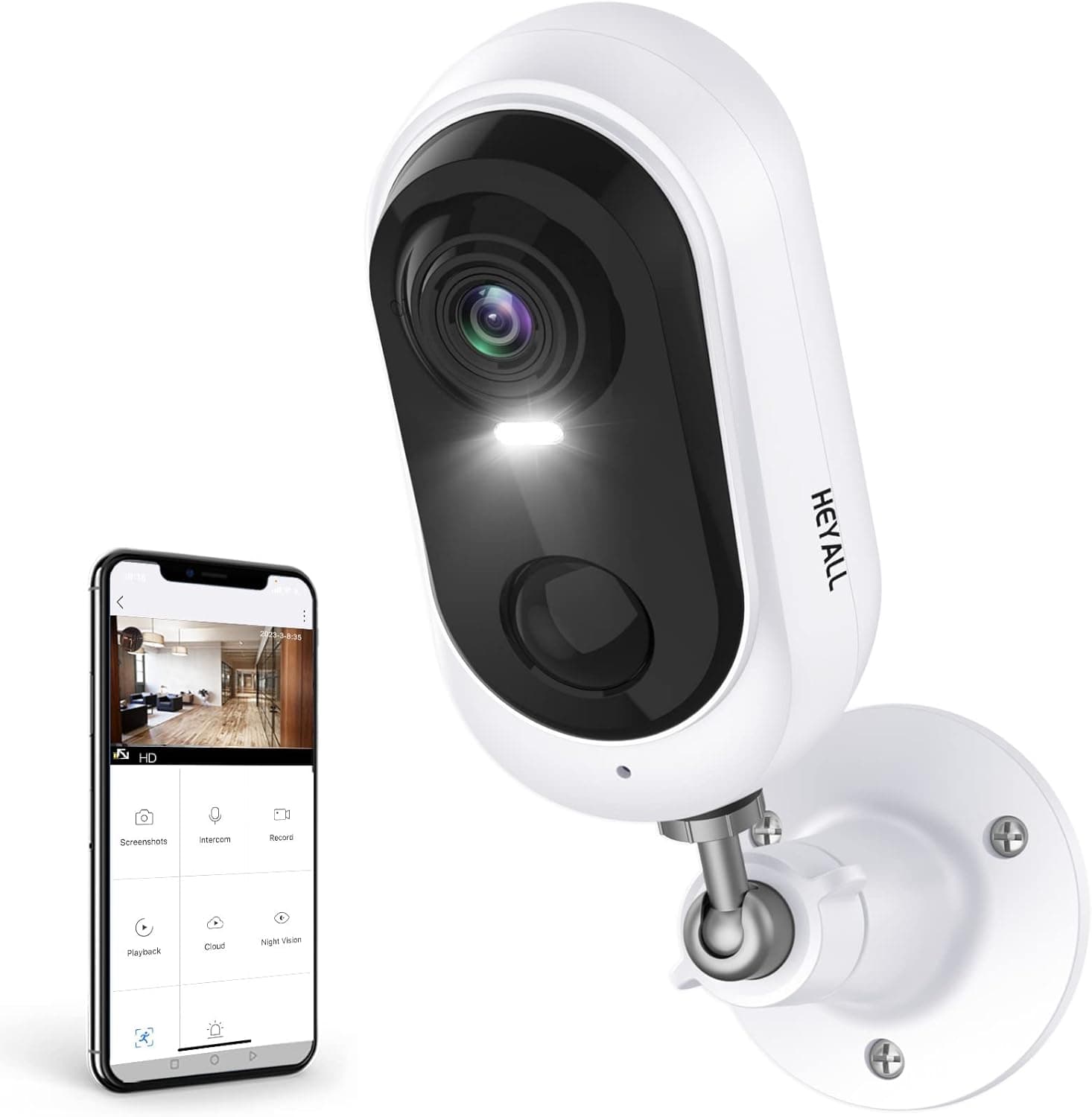 Heyall Security Cameras Wireless Outdoor, Indoor Home Camera WiFi Spotlight Siren Alarm 1080P Battery Powered, Color Night Vision AI Motion Detection, 2 Way Audio, Cloud/SD, IP65 Waterproof