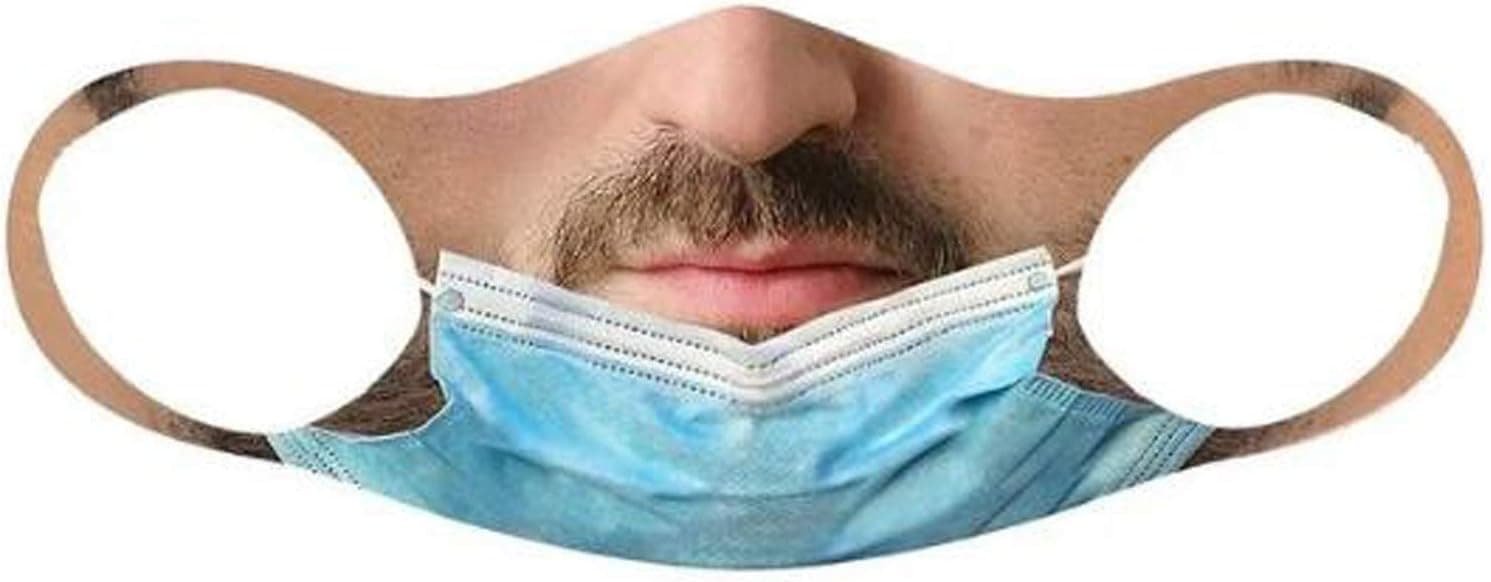 Maskless Bandit Prank Face Mask, Adults Funny Mask Pulled Down Prank Mouth Covering Trick Prank Pattern TIK_Tok Masks