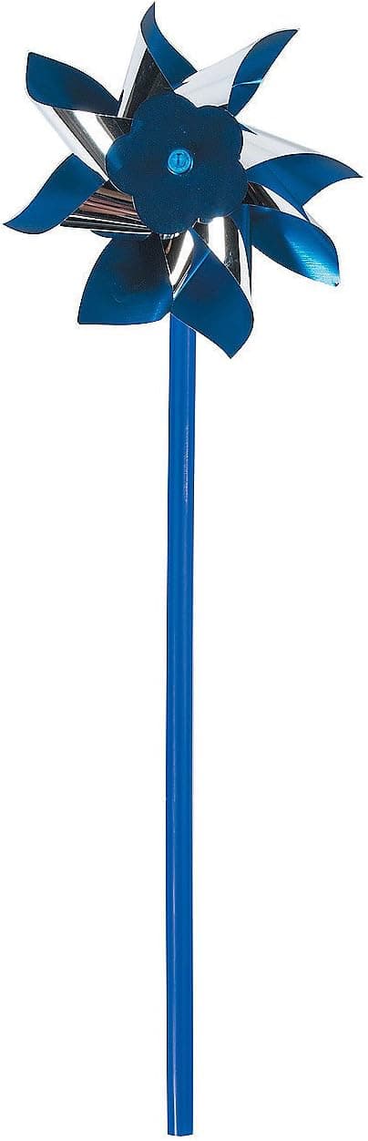 Fun Express Blue and Silver Pinwheels (Bulk Set of 36) Great for Parties and Awareness Decor