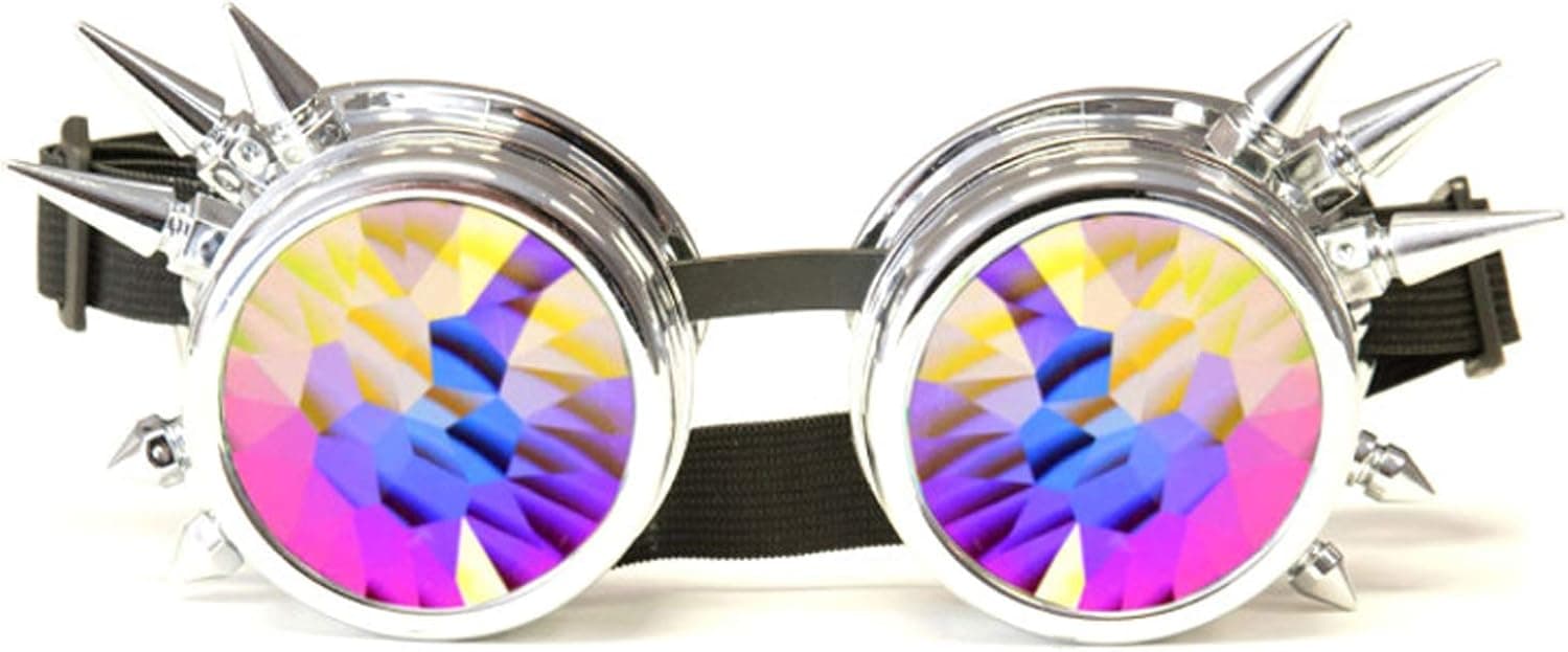 Sparkling Kaleidoscope Goggles for Parties & Events (Silver)