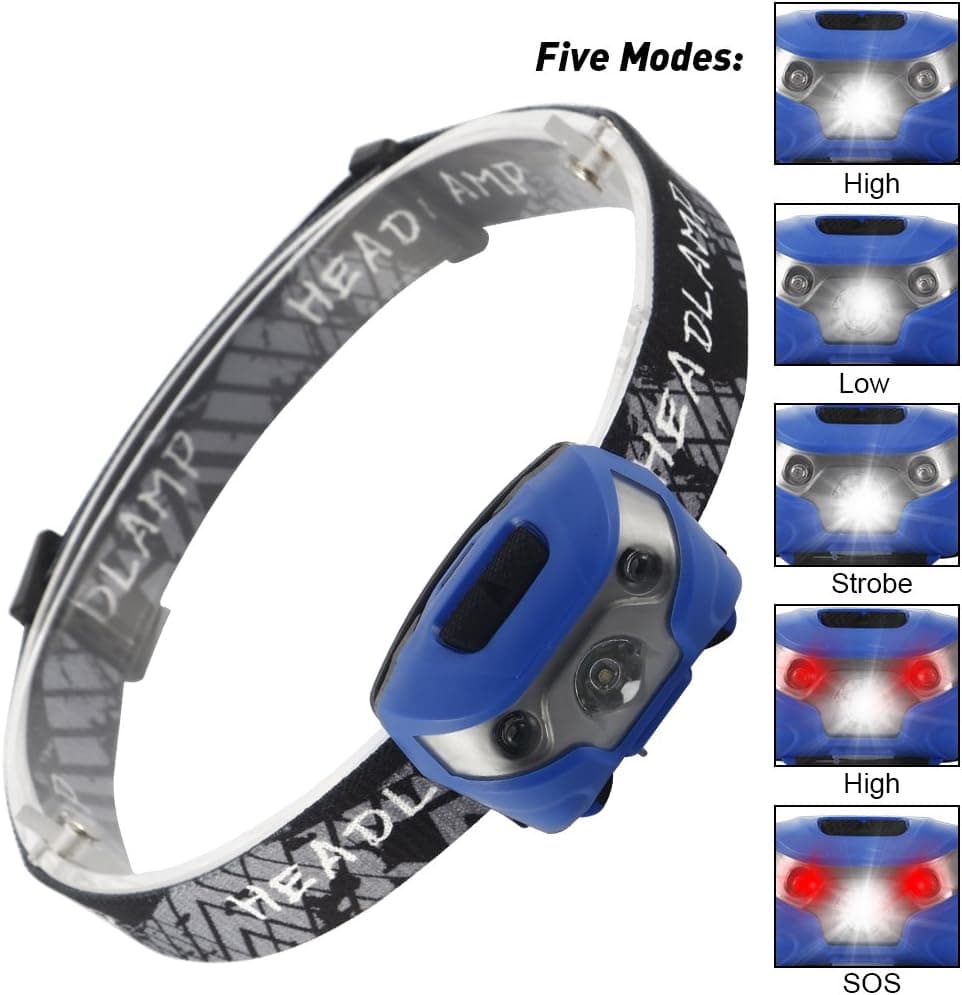 AKDSteel USB Rechargeable Headlamp Waterproof Magnetic Headlamp with Five Light Modes Ideal for Running Walking Camping Reading Hiking