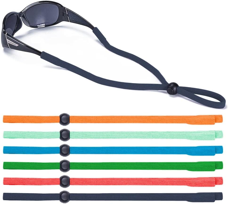 SHINKODA Glasses Neck Strap Holder, Sunglasses Lanyard Anti Slip Sports Eyeglass Cord Retainer with Button for Kids and Audlts - Solid Color, Pack of 6