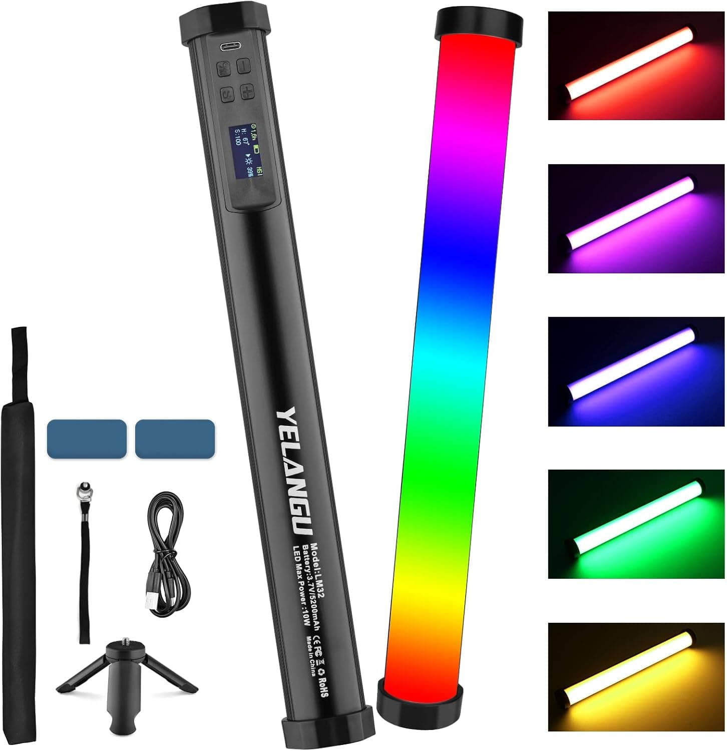 Light Wand Photography,Handheld LED Light Wand,Magnetic YELANGU LED Video Light Stick 5200mAh Rechargeable 21 RGB Effect 2500K-9900K Dimmable 1200 Lm with Aluminum Body for Light Painting YouTube Vlog
