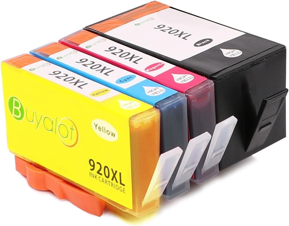 Buyalot Compatible Ink Cartridges Replacement for 920 High Yield, 1 Black 1 Cyan 1 Magenta 1 Yellow, Compatible With Officejet 6500 6000 7000 7500 6500A 7500A Printer