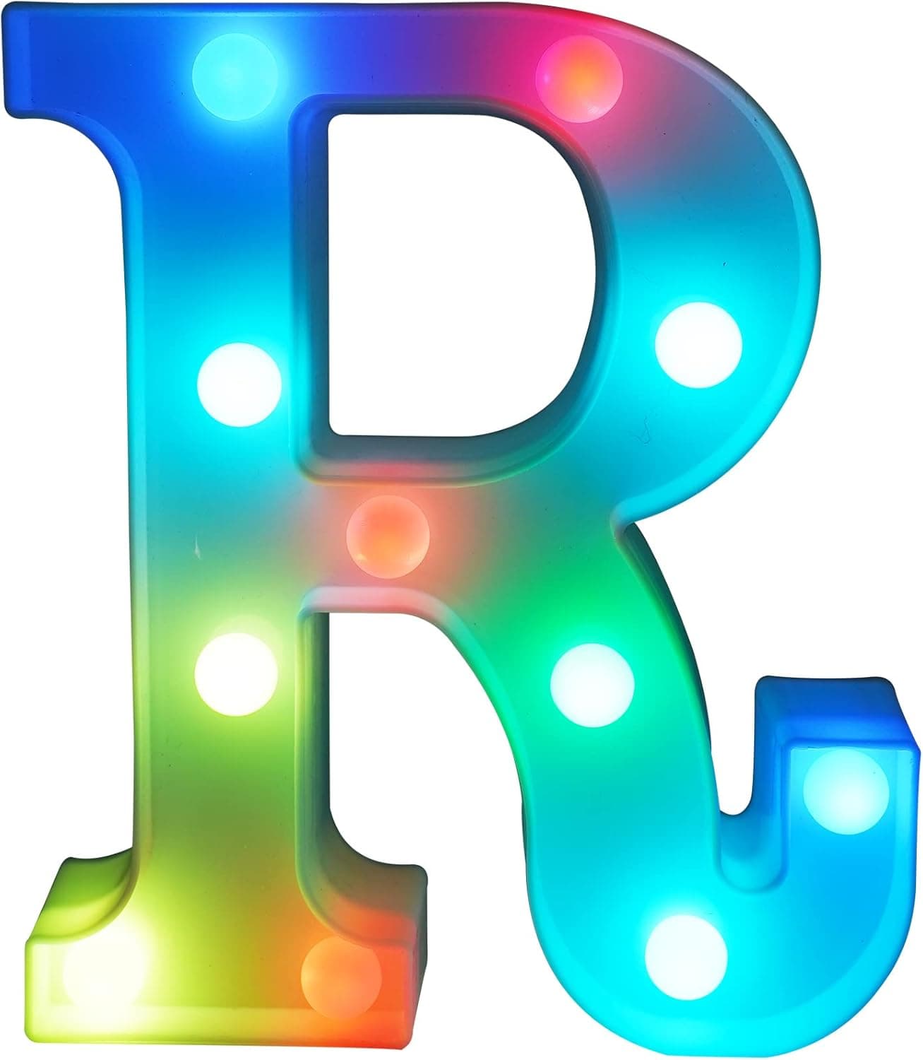 Jalarox Letter LED Lights, 16 Colors Changing LED Marquee Letter Lights, Dimmable Night Lights for Wedding, Birthday, Holiday, Party, Bar, Christmas Decoration,Dorm Room Decor-Multicolor R