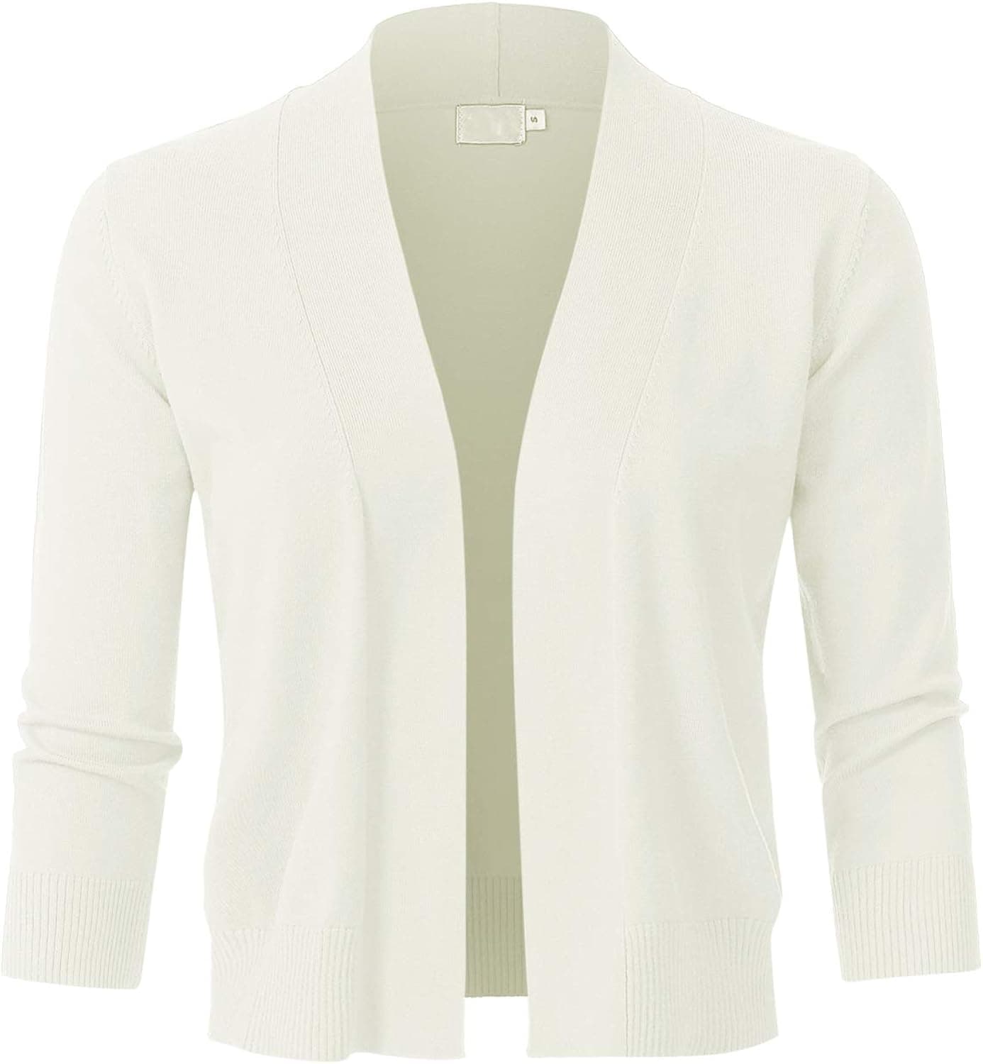 JSCEND Womens Classic 3/4 Sleeve Open Front Cropped Bolero Cardigan (S~3XL)