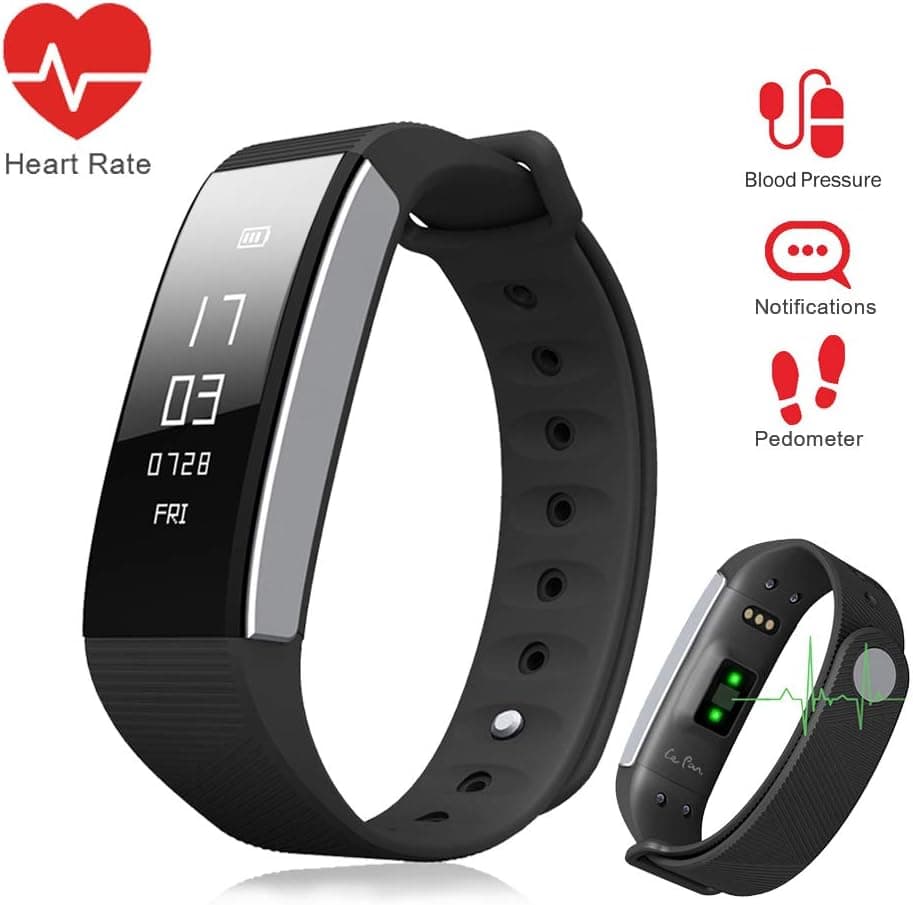 LePan Watch Smart Watch Bluetooth Blood Pressure Heart Rate Monitor Fitness Tracker Pedometer Touchscreen Sleeping Monitor Smart Bracelet Water Resistant Silicone Bands Compatible Android iOS Black