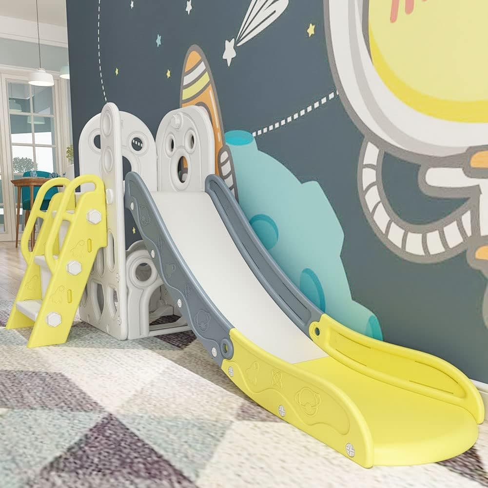 monleelnom Children's Slide Suitable for Children Age 1-12 Years Old to Play and Climb on The Slide. Equipped with Basketball and Storage Space Suitable for Indoor and Outdoor use