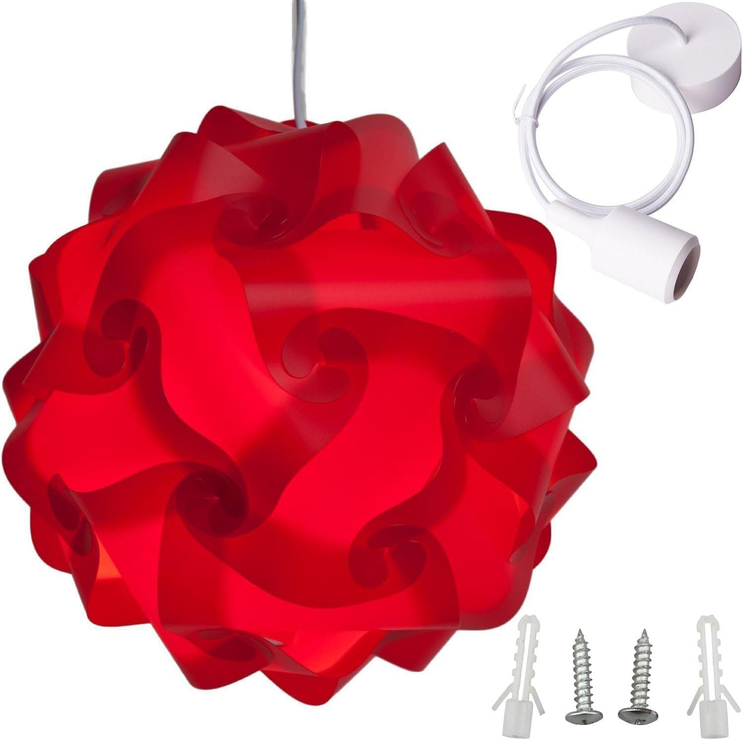 Lightingsky Ceiling Pendant DIY IQ Jigsaw Puzzle Lamp Shade Kit with 40 Inch Hanging Cord (Red, L- 12 inch)