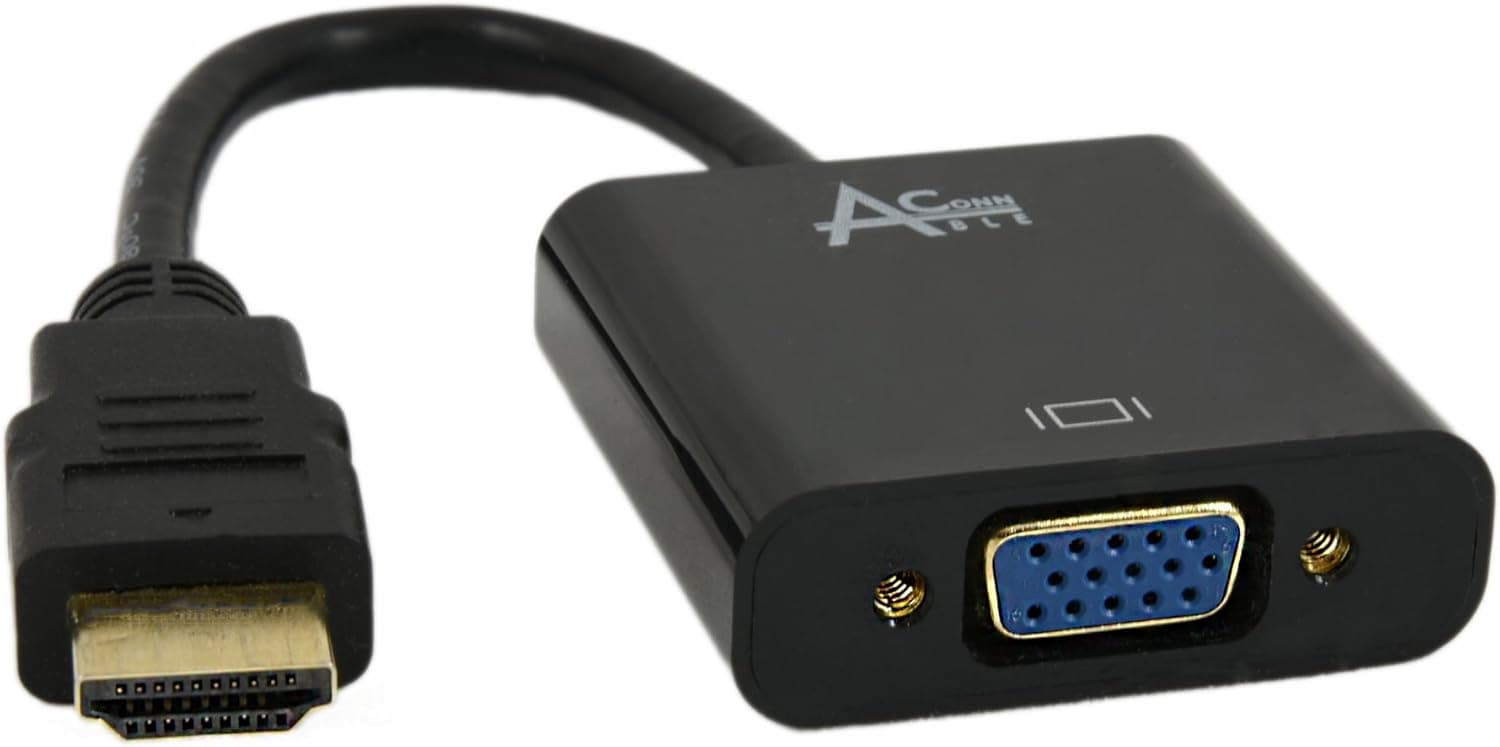 Ableconn HDMI2VGAA Active HDMI to VGA Adapter Converter with 2.5 Feet Micro USB Power Cable (Gold Plated) - up to 1920x1200 / 1920x1080 (1080p) - HDMI to VGA HD15 Monitor