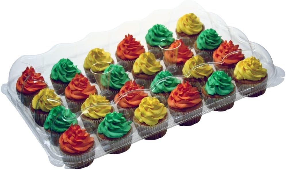 OccasionWise Premium Clear Standard Cupcake Containers | 24 Compartment | High Dome Boxes for High Topping Regular Cupcakes | with Detachable Lid to Keep Your Cupcakes Delicious & Fresh (10 Pack)