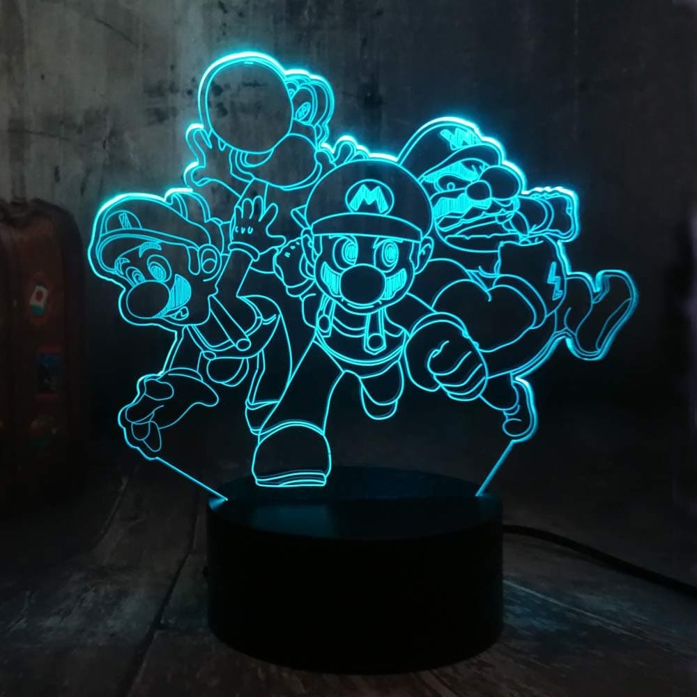 Bri-moryea Cartoon Game Action Figure 3D LED RGB Touch Remote Night Light 7 Colors Changing Decor Home Party Birthday Christmas Toys